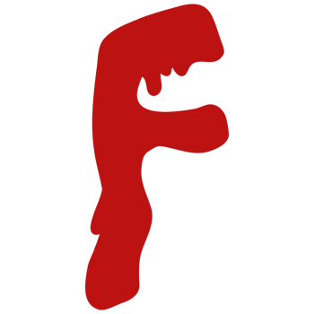 a red letter f with a mouth and a tongue png