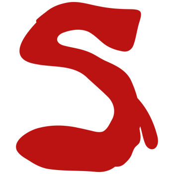 a red letter s with a black outline png