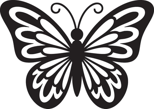 Black and White Butterfly Silhouette - Minimalist Symmetrical Wing Design vector