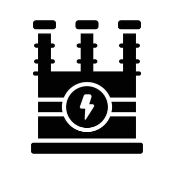 a glyph style icon showing transformer electrical component vector