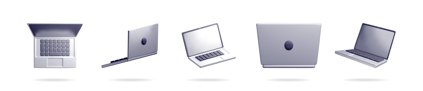 Set of 3d laptop illustration with different angle vector