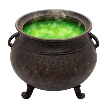 Ancient Cauldron with Steaming Green Potion Halloween Witchcraft Brewing Fantasy png