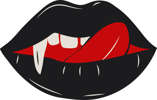 Sultry Gothic Lips with Sharp Fangs A Bold Vampire Aesthetic png