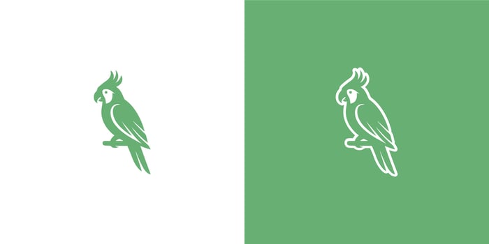 Cockatoo bird silhouette logo in elegant perched pose, vector