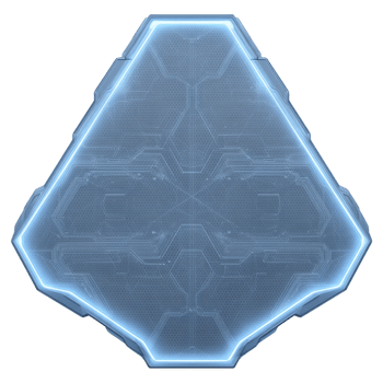 Glowing blue futuristic shield with intricate circuit patterns and hexagonal shape, evoking sense of advanced technology and digital protection png
