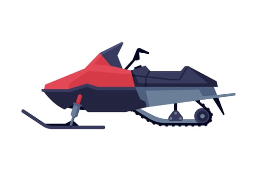 Snowmobile, Winter Extreme Sport Equipment Flat Illustration vector
