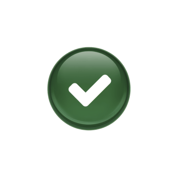 Glossy green check mark icon symbolizes approval or confirmation. circular design with reflective surface adds modern touch png