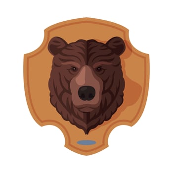 Bear Head on Wall, Hunter Trophy Flat Illustration vector