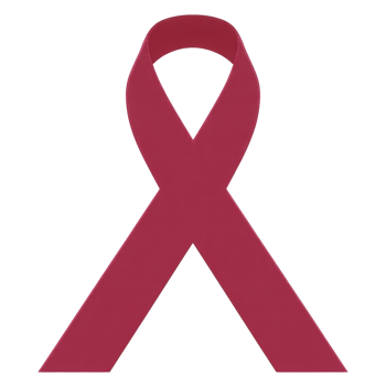 Red awareness ribbon symbolizing support and awareness for various causes, including HIV,AIDS and heart disease. png