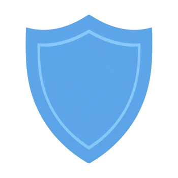 Blue shield icon with simple, minimalist design represents protection and security. shield smooth edges and solid color convey sense of reliability and trust png