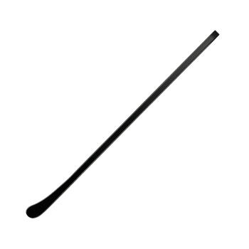 Long, slender black walking stick with curved handle, designed for support and balance. sleek design is both functional and stylish, suitable for various terrains png