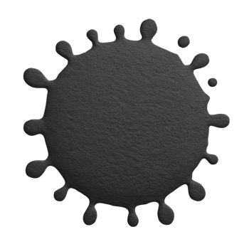 Black ink splatter with circular shape and irregular edges, resembling splash or blotch, isolated on transparency background png
