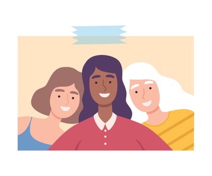 Girls Making Selfie Using Smartphone, Female Friends Spending Time Together and Photographing Cartoon Illustration vector