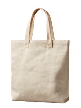 Light-colored tote bag made of natural fabric with sturdy handles png
