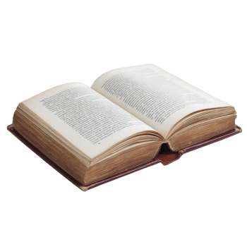 Open book with visible text on its pages, resting on flat surface. book has brown cover and slightly aged pages, suggesting it might be classic or vintage edition png