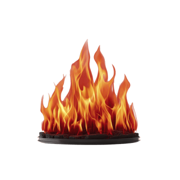 Vibrant illustration of realistic flames with orange and yellow hues, creating dynamic and intense visual effect. fire appears to be burning on flat surface, isolated on transparency background png