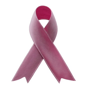 Pink ribbon symbolizing breast cancer awareness, representing hope and support for those affected by disease. ribbon is neatly folded in loop, conveying message of unity png