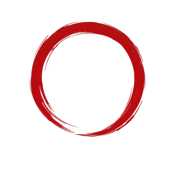 Red circle with brushstroke style, symbolizing simplicity and elegance, is set against transparent background. design evokes sense of balance and harmony png