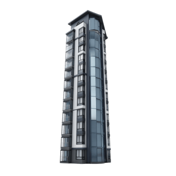 Modern high rise apartment building with sleek glass windows and contemporary design, featuring multiple balconies and stylish facade png