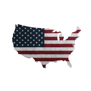 Image shows silhouette of United States map filled with American flag design, symbolizing patriotism and national pride png