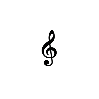 Black treble clef symbol is centered on transparency background, representing music and melody. simple design is often used in musical notation and education png