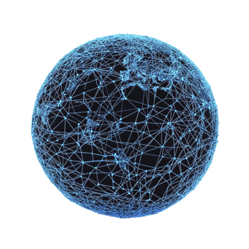 Digital globe made of interconnected blue lines represents global connectivity and technology. network of lines forms spherical shape, symbolizing communication and data exchange worldwide png