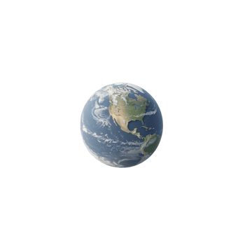 Realistic depiction of Earth floating space, showcasing North and South America with visible cloud formations and oceanic details. planet is set against transparency background, emphasizing its png