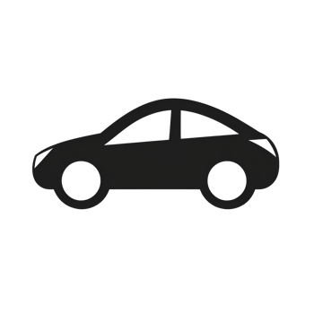Simple black silhouette of car is depicted, showcasing side view with sleek, modern design. image highlights car aerodynamic shape and minimalistic style png