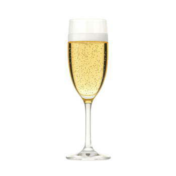 Tall, elegant champagne flute filled with sparkling champagne, showcasing bubbles and frothy top, perfect for celebrations and toasting special occasions png