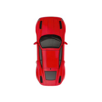 Sleek red sports car viewed from above, showcasing its aerodynamic design and vibrant color. image highlights car smooth lines and modern style, perfect for automotive enthusiasts png
