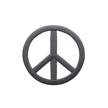 Gray peace symbol with textured surface, representing harmony and unity. symbol is centered on plain background, emphasizing its message of peace and tranquility png