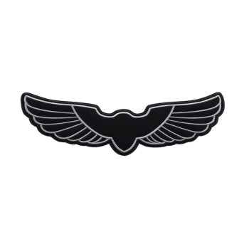 Sleek black and silver winged emblem design, featuring stylized wings extending symmetrically from central body, conveying sense of speed and elegance png