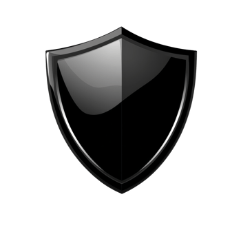 Sleek, glossy black shield with reflective surface, symbolizing protection and security. shield smooth, curved design gives it modern and strong appearance png