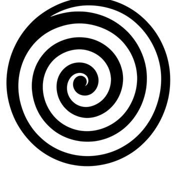 Black spiral pattern on transparent background creates hypnotic effect, drawing viewer attention with its continuous circular design png