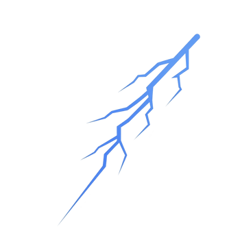 Stylized blue lightning bolt on transparency background, showcasing sharp angles and dynamic design. electric energy is visually striking, creating sense of power and movement png