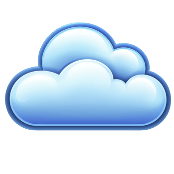Glossy blue cloud icon with shiny, smooth surface, representing digital storage or weather. design is simple and modern, suitable for technology or weather related themes png