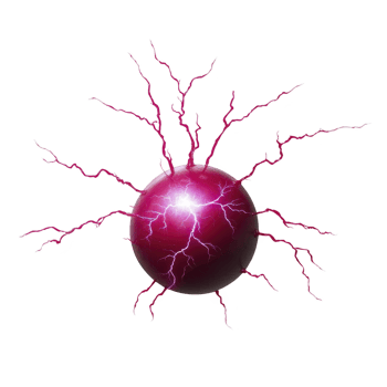 Glowing pink plasma ball emits vibrant electric arcs, creating dynamic and energetic visual effect. electric tendrils radiate outward, showcasing captivating display of light and energy png