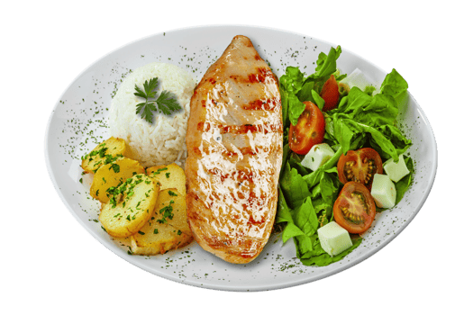 Rice, grilled chicken steak salad, tomato food png