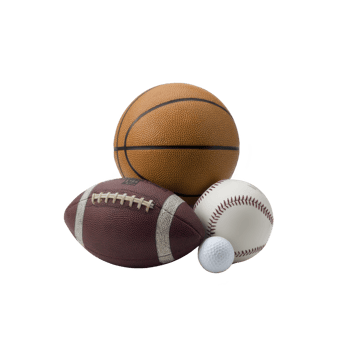 Collection of sports balls including basketball, football, baseball, and golf ball, representing various popular sports. image highlights diversity of sports equipment png