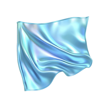 Shiny, iridescent blue flag waves gracefully against transparent background, showcasing its smooth, silky texture and reflective surface. flag fluid motion adds sense of elegance png