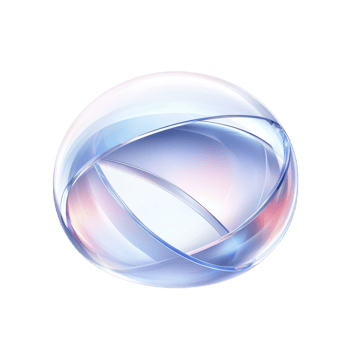 Translucent, spherical object with intersecting curved lines creates futuristic and abstract design. soft gradient of blue and pink hues adds sense of calm and elegance png