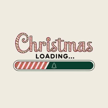 Festive Christmas Loading Bar with Candy Cane Lettering and Tree Icon vector