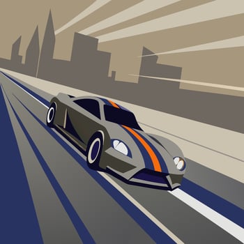 Fast Sports Car Speeding Through City Streets vector