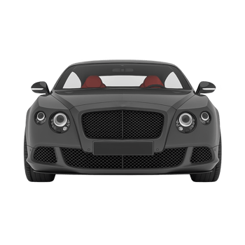 Sleek black luxury sports car with distinctive front grille and red interior, showcasing elegance and power. headlights are prominently featured, adding to its sophisticated design png
