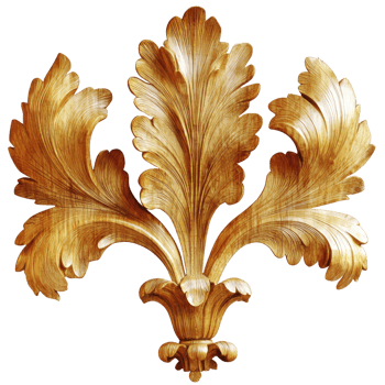 Ornate, golden acanthus leaf design with intricate detailing, often used in classical architecture and decorative arts, exudes elegance and sophistication png