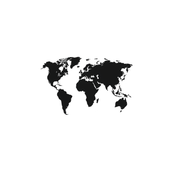 Simple black silhouette of world map on transparent background, showing continents in minimalist style. Ideal for educational or design purposes png