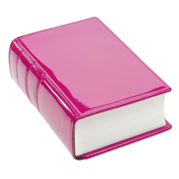 Vibrant pink hardcover book with glossy finish, showcasing modern and eye catching design. book sleek appearance makes it stand out, perfect for adding pop of color to any bookshelf png