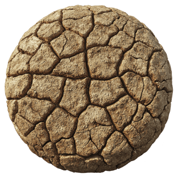 Cracked, dry earth texture sphere resembling parched desert surface, showcasing intricate patterns and earthy tones. This evokes sense of arid landscapes and environmental themes png