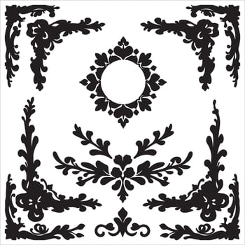 A set of black and white decorative elements vector
