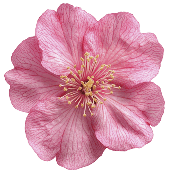 Delicate pink cherry blossom with intricate petal veins and vibrant center, showcasing nature beauty and elegance. flower soft hues and detailed texture evoke sense of tranquility png